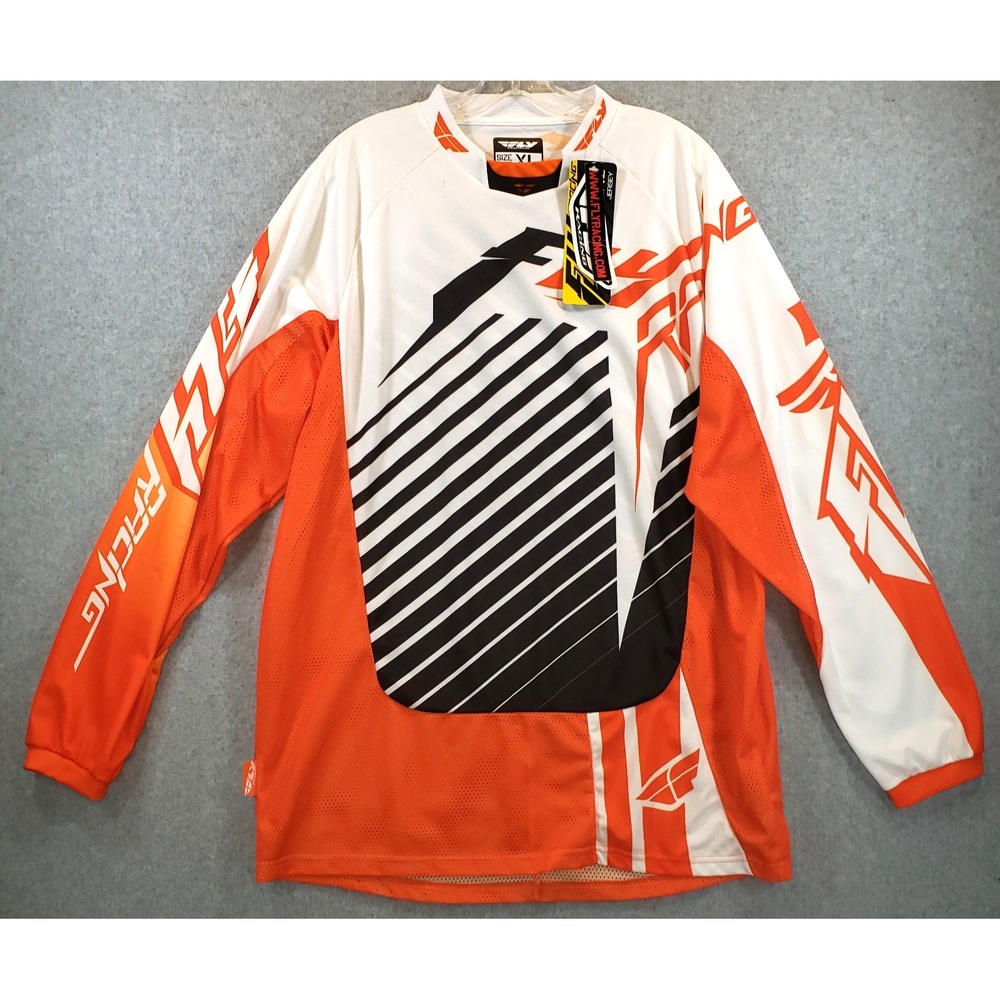 Fly Racing Kinetic RS Jersey Mens Orange White Size XL Motocross Offroad NEW